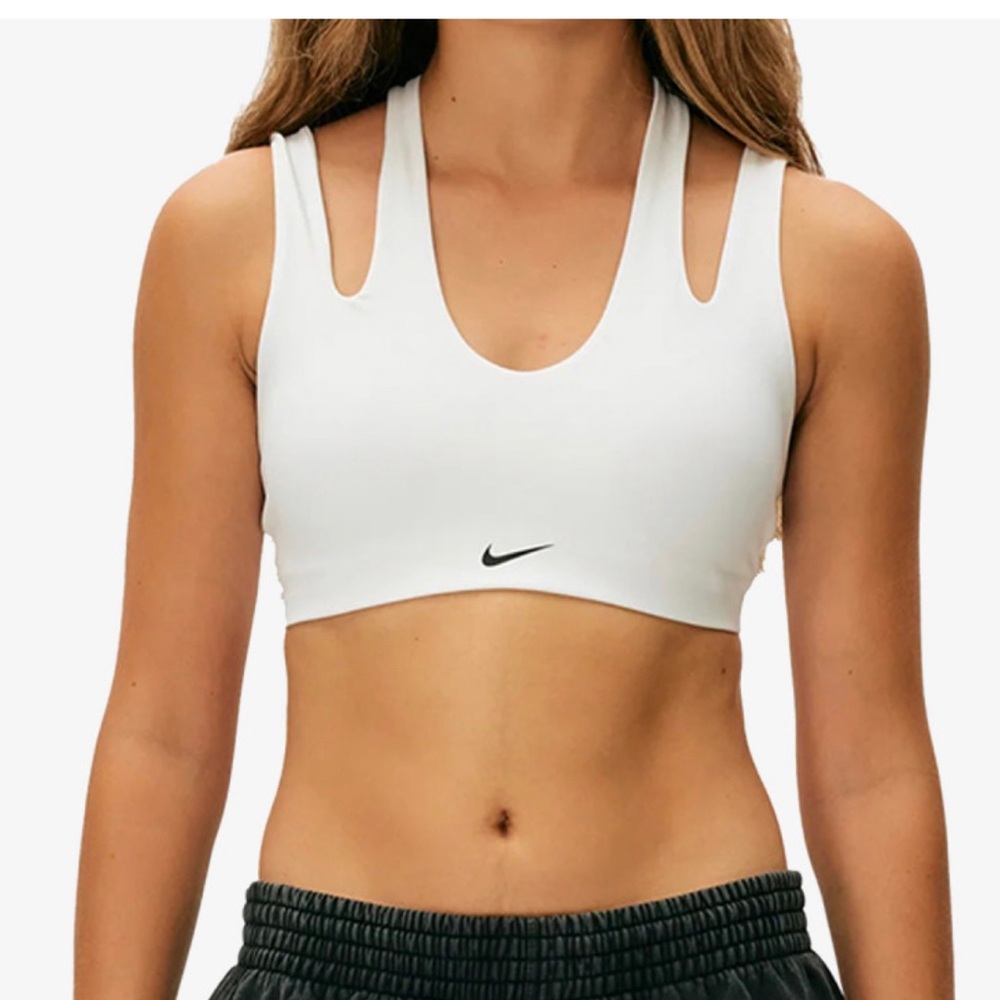 Nike White Double-Strap Cutout Sports Bra